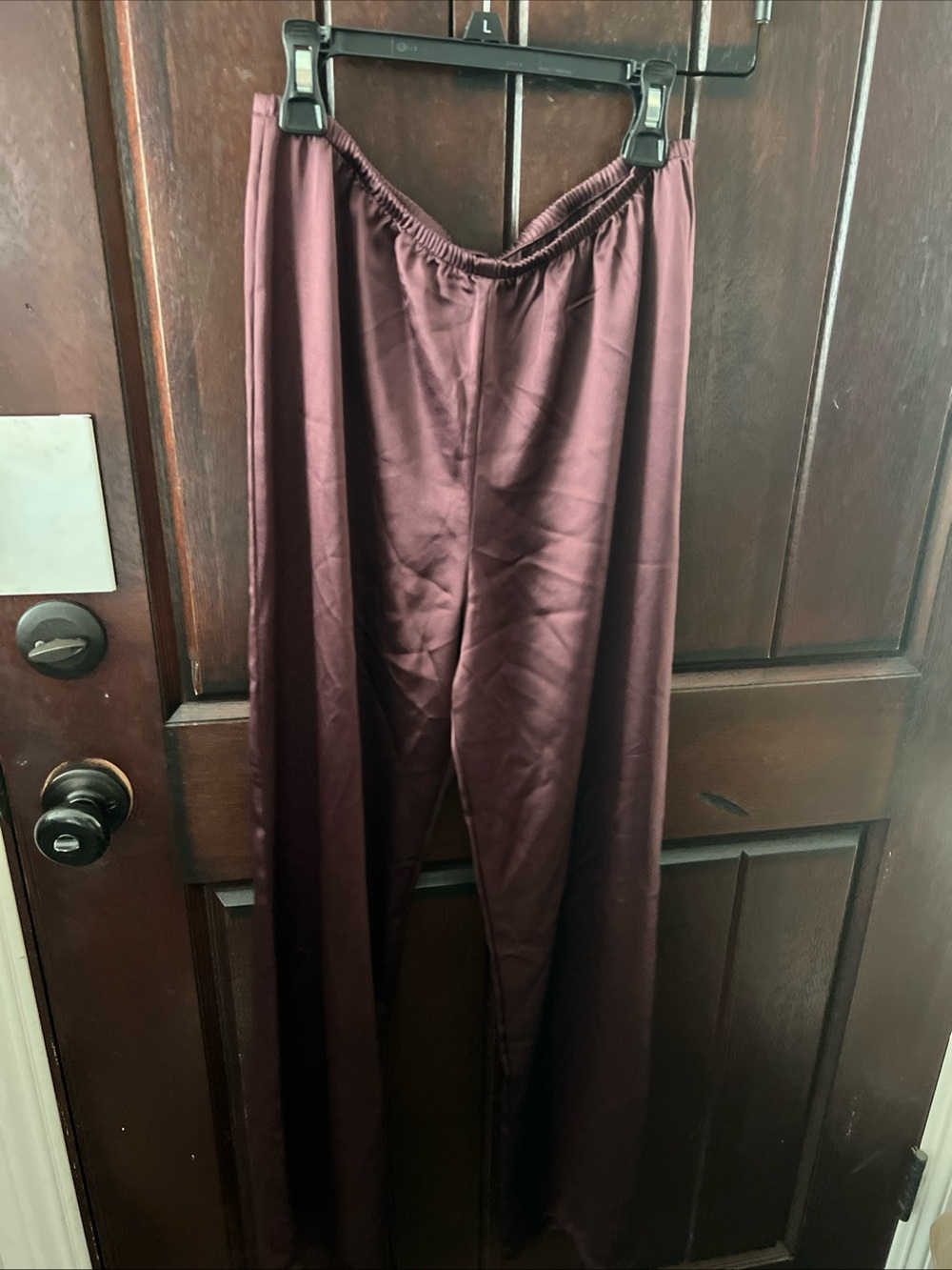 LESET Barb Wide-Leg satin Pants in Malbec - Picture 4 of 6